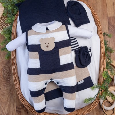  Saída de Maternidade Theodoro - Marinho com Bege Novo